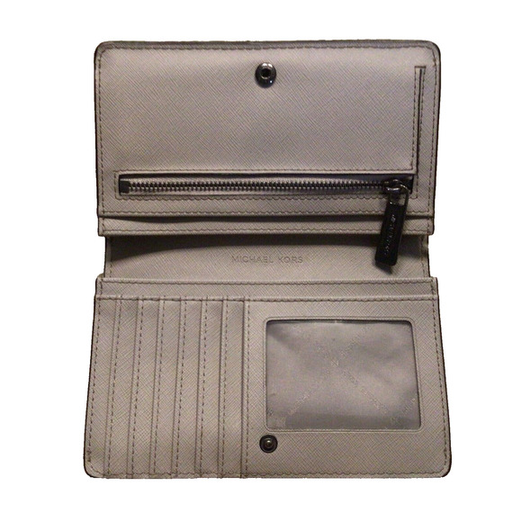 Michael Kors Wallet Gray Soft Leather Snap Zipper ID Window EUC 920A - Picture 4 of 5